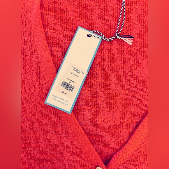 DRAPER JAMES Coral Gold Buttons Stitch Cardigan XS NWT - Picture 4 of 5